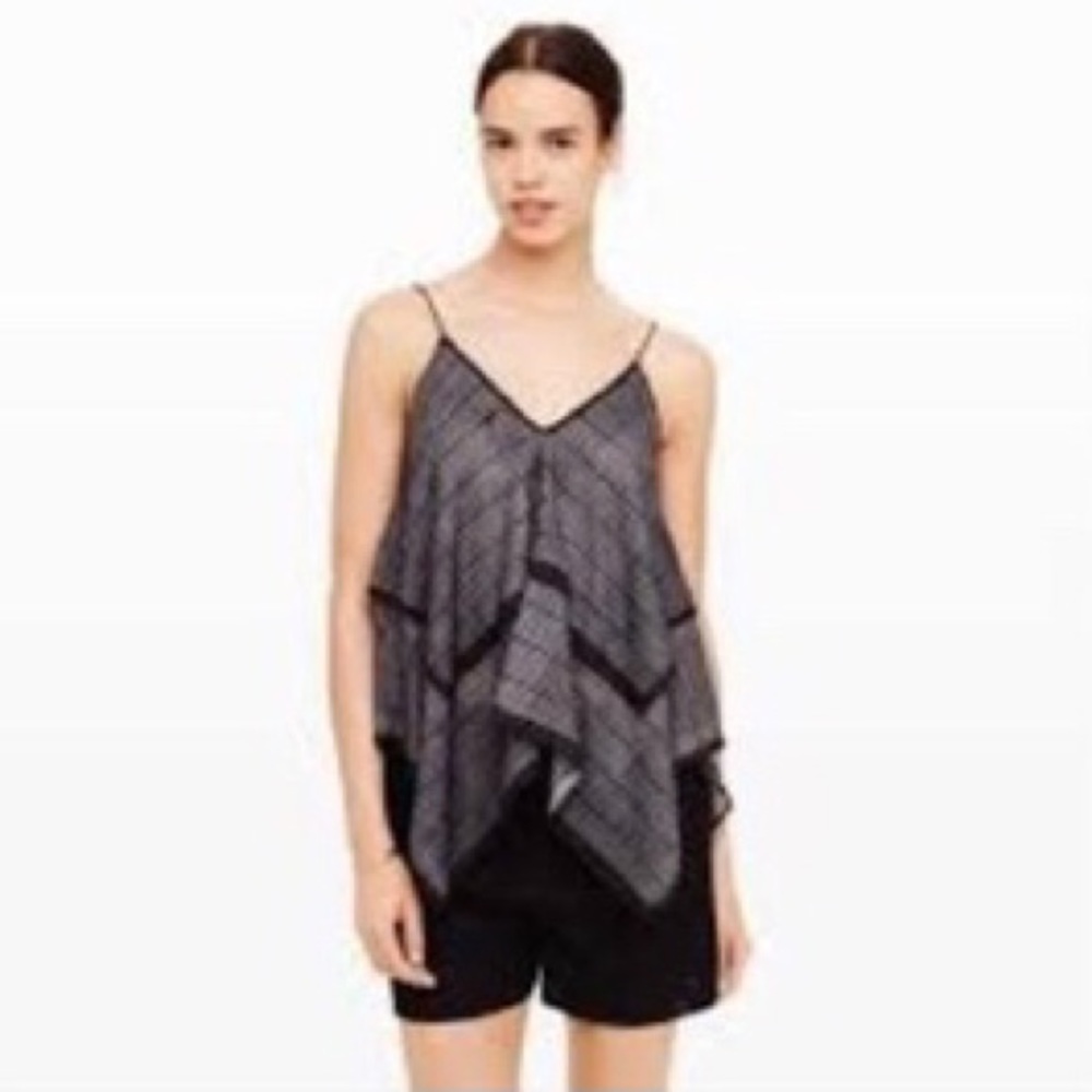 Club Monaco Black Layered Handkerchief Hem Spaghetti Straps Tank Top Medium
